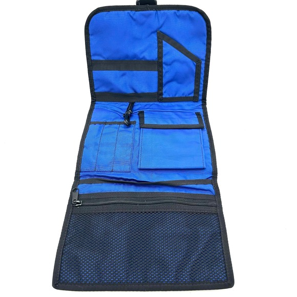 LL Bean Black Blue Nylon Hanging Tri-Fold Shower Caddy Travel Bag Organizer - Picture 6 of 6